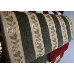 Tkanina stylowa pasy oliwka żakardowo-szenilowa